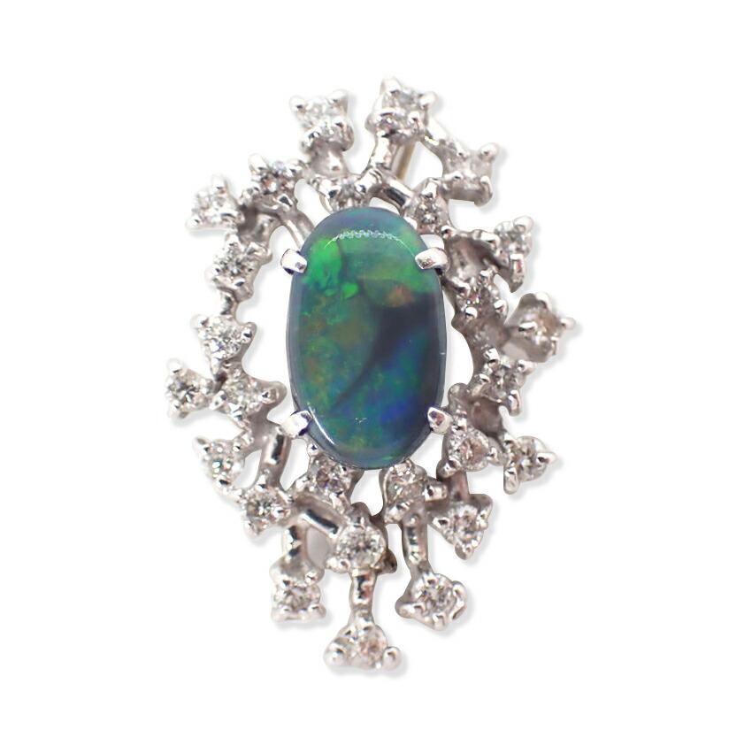 

[Used] K18WG Black Opal Diamond Pendant Top/g501-68