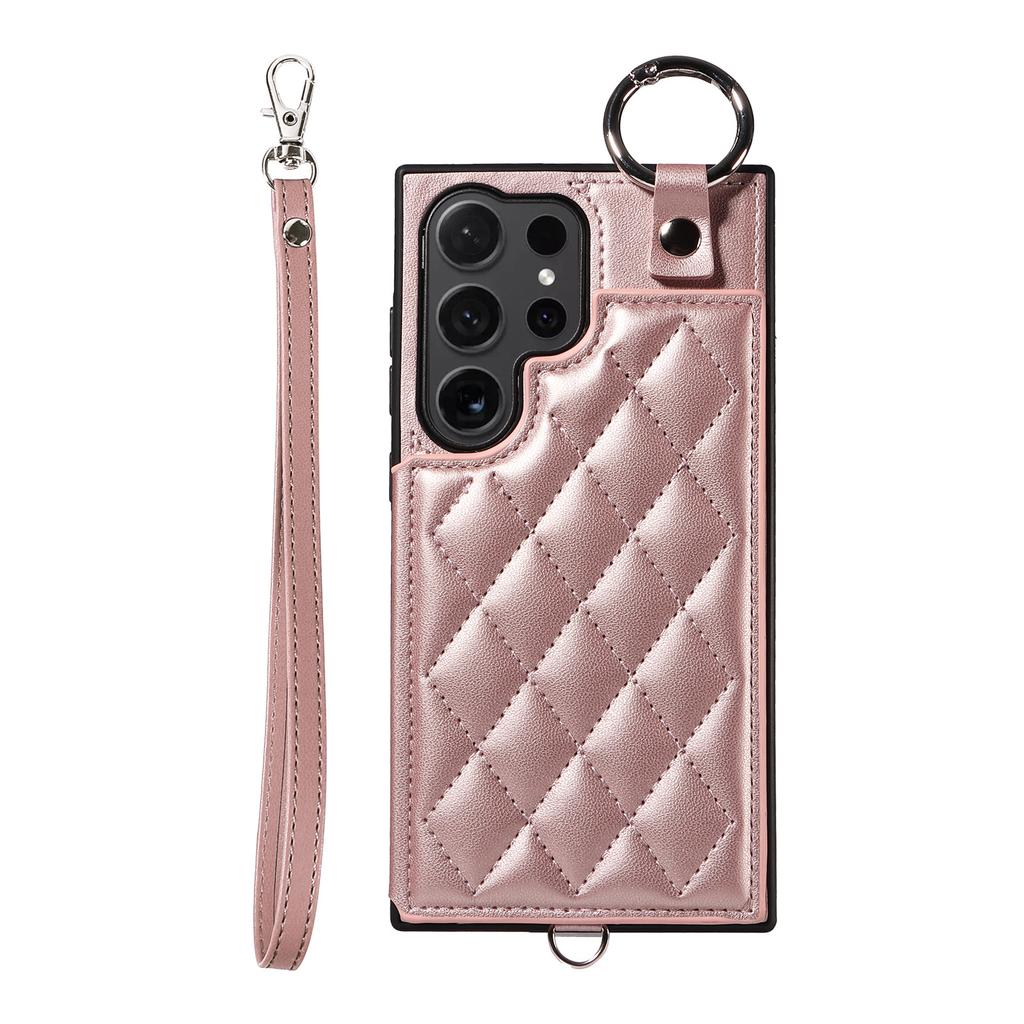 Suitable for Samsung S24 mobile phone case A25 rhombus small fragrant wind card ring bracket portable rope A05S anti-drop