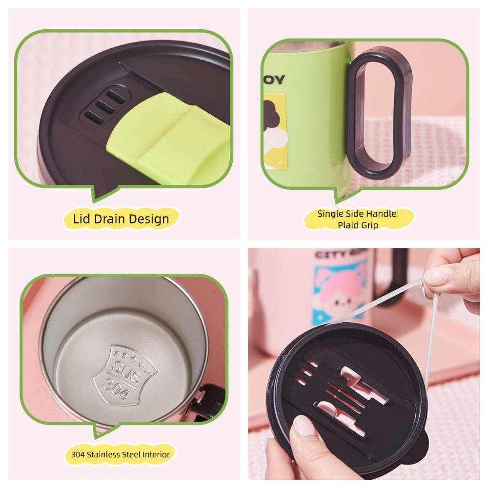 Stainless Steel Cartoon Couple Thermal Mug Creative Thermal Coffee Cup  Travel