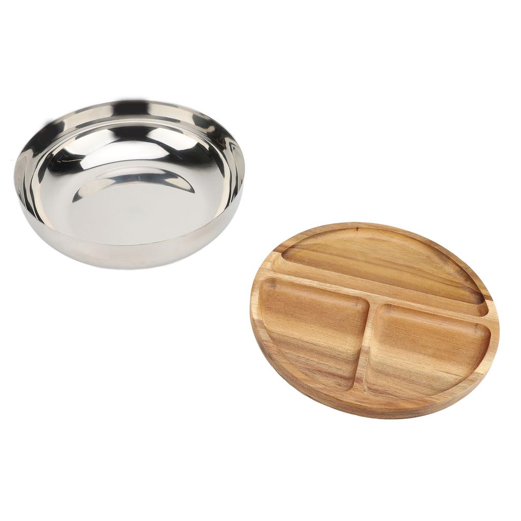 304 Stainless Steel Mixing Bowl Serving Bowl With Wood Lid Food Storage Salad Bowl For Kitchen Cooki