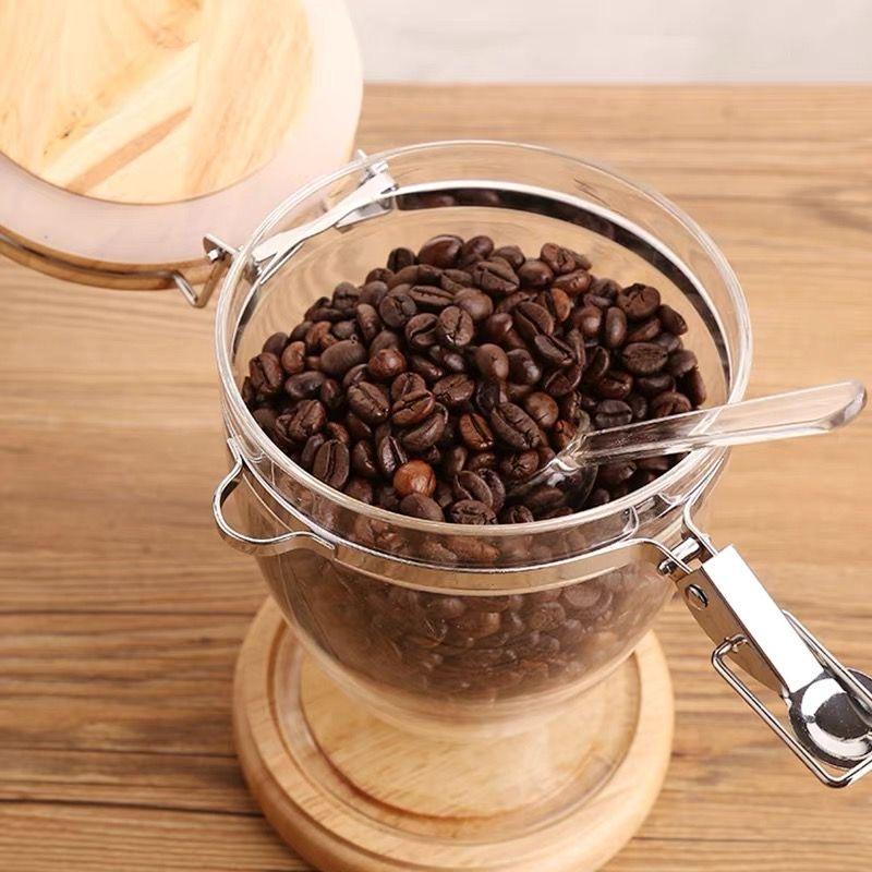 Transparent Plastic Kitchen Coffee Bean Cup – Airtight Sealed Storage Jar Container