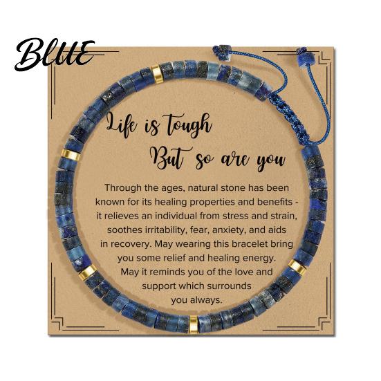 Natural Stone Bracelet Bead Retro Flat Adjustable Boho Flexible Size