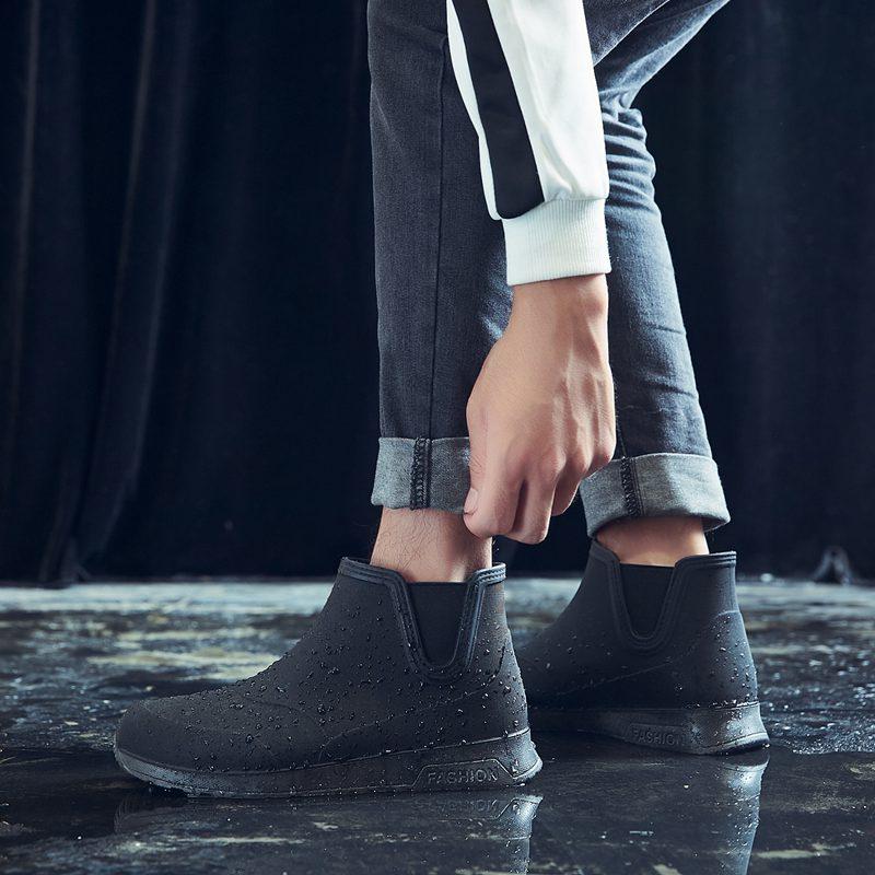 Rain shoes kitchen labor protection rain boots short tube car wash water shoes outdoor fishing wear-resistant rubber shoes