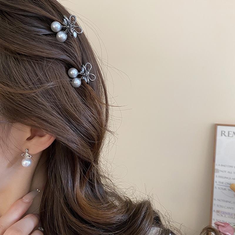 French Light Luxury New Mini Imitation Pearl Hair Claws For Women Temperament Versatile Fringe Clips Fashion Premium Accessories