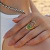 Stainless Steel Eternal Flower Ring Geometric Open Ring Vintage Summer Transparent Ring  Couple