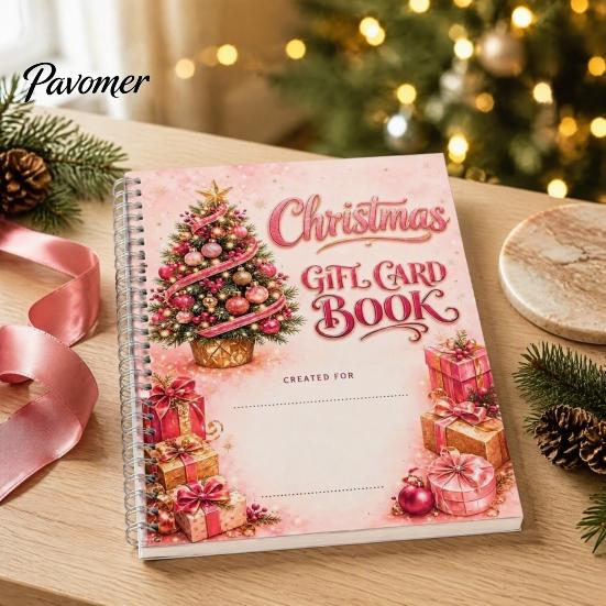 Christmas Money Holder for Cash DIY Spiral Bound Gift Card Book, 5x7 Holiday Booklet, Display Book 10 Pages Merry Cards, Gifts Family, Friends,