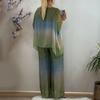 Summer Plus Size 2 Piece Sets for Women Crew Neck Short Sleeve Top Wide Leg Pants Set Casual Loose Lounge Outfits