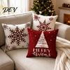 Christmas Pillow Covers Cushion Cover, Snowflakes Xmas Tree Prints, Winter Holiday Throw Farmhouse Decorative Case for Sofa Couch, 18 X Inches,