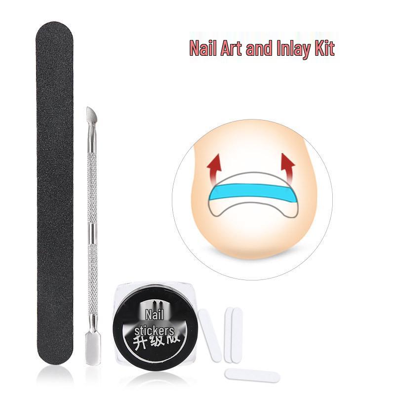 Nail Care Set: Cuticle Pusher, Nail File, Manicure Brush, Nail Buffer, Ingrown Toe Sticker, Pedicure Tools