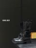 Cowhide Version~ Niche New Platform Knight Boots Leather Buckle Locomotive Boots Retro British Martin Boots Western Boots