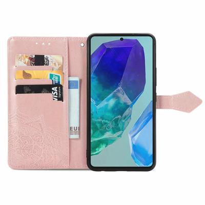 Etui dla Samsunga Galaxy S24 FE z wytłaczanym wzorem mandali, skórzany portfel, pokrowiec na telefon