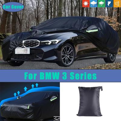 Para BMW Serie 3 Fundas Negras para Coche Exterior Impermeables a Prueba de Polvo Protección contra Sol Lluvia Nieve Tela Oxford Gruesa Cubierta Exterior Completa