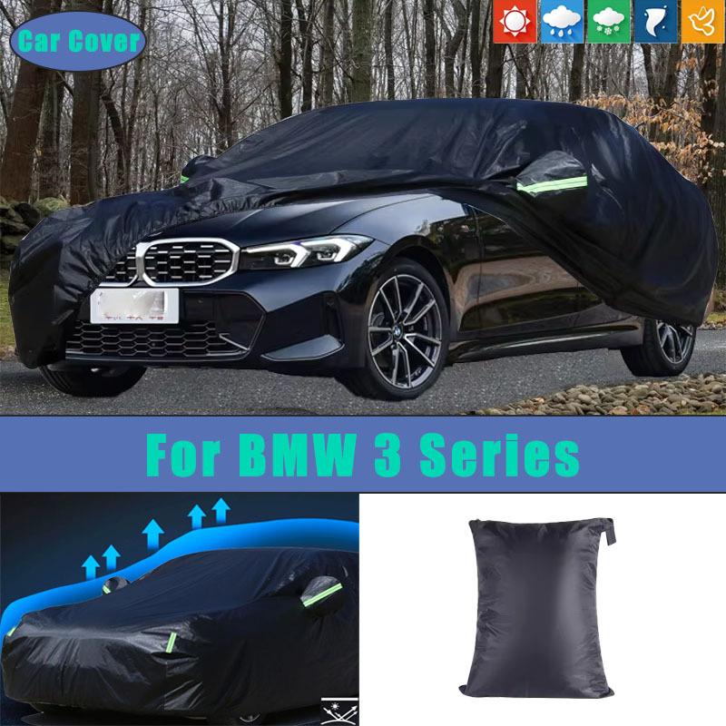 For BMW 3 Series Black Car Covers Outdoor Waterproof Dustproof Sun Rain Snow Protection Thick Oxford Cloth Full Outer Cover