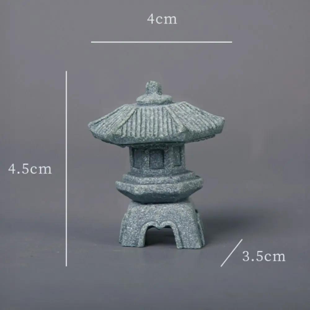 Neue Mini-Pagodenlaterne Licht Gartenstatue Dekorativer Sandstein Mikrolandschaftslampe Zen-Hof Miniatur-Bonsai