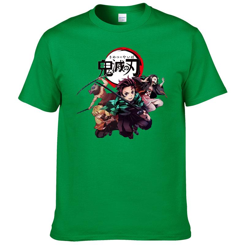 Printed Demon Slayer Kimetsu No Yaiba T-shirt Men's Harajuku 100% Cotton Tee Short Sleeve T Shirt Summer Clothes Homme Tops F171