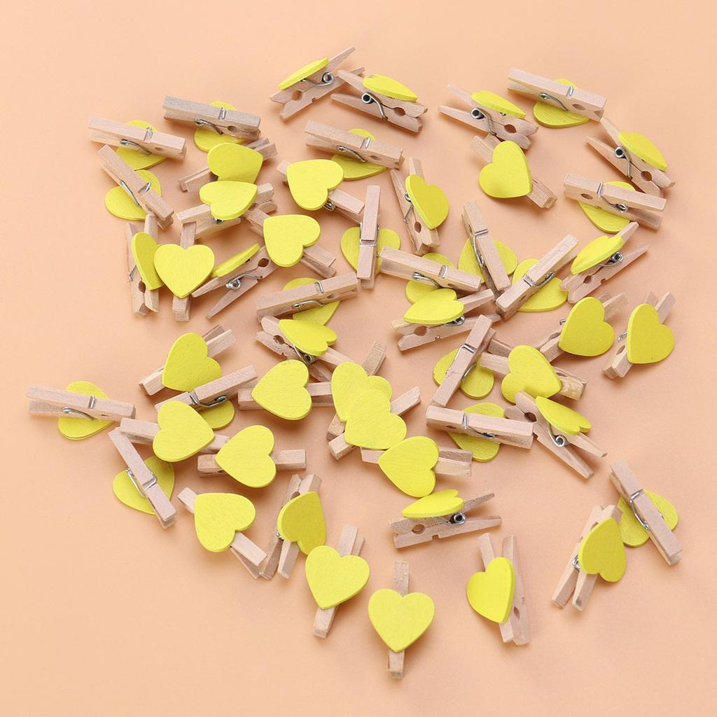 50Pcs Love Photo Wood Clips Small Heart-Shaped Clips for Pictures Memo Note Craft Hanging Decoration Love Photo Clip