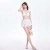 Korean-Inspired Backless White Lace Bikini: Sexy Strapless Split 3-Piece Swimsuit for Women