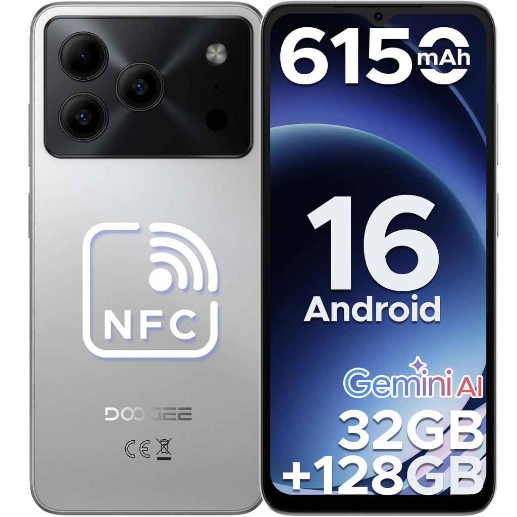 DOOGEE NOTE 56 PRO Mobile Phones, Android 16 With Gemimi AI, 32GB+128GB/2TB, 6150mAh& 6.56"HD+90Hz, 4G Dual SIM Unlocked Mobile Phone