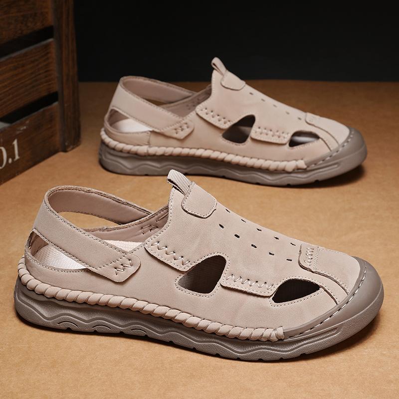 2025 Neue Sommer Rutschfeste Lässige Ledersandalen für Herren Leichte Atmungsaktive Strand Klassische Vielseitige Sandalen Laufschuhe