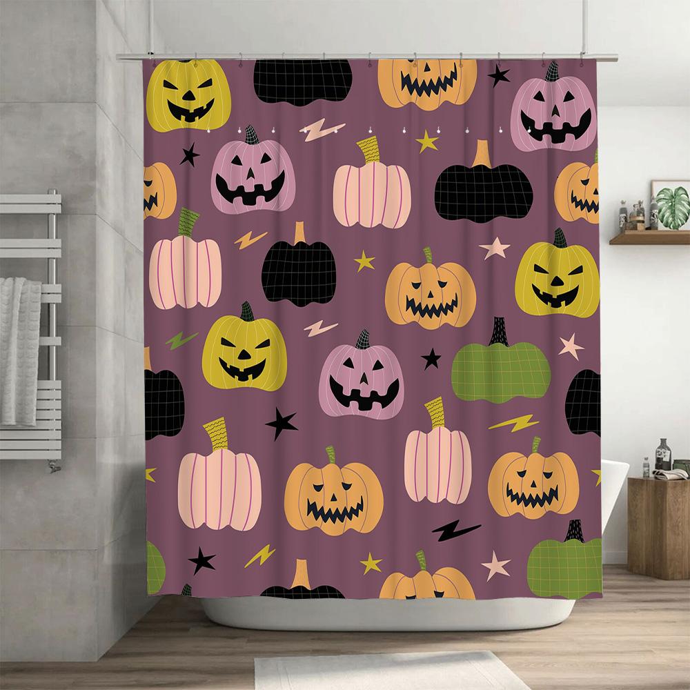 Halloween-Duschvorhang mit gruseligen Kürbissen, dekoratives Badezimmeraccessoire für die Herbstsaison!