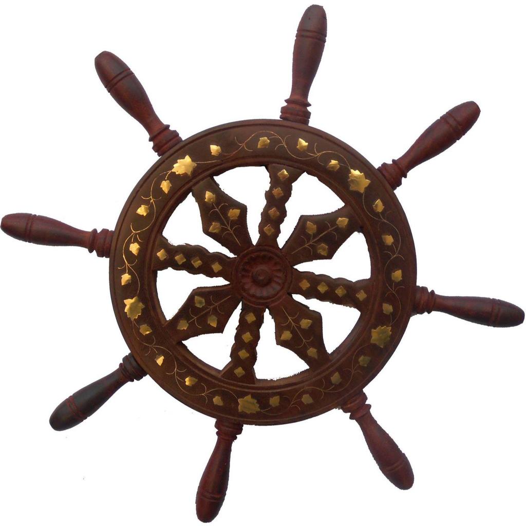

Handicraft SHEESHAM WOOD & BRASS MADE WHEEL DECOR OF DIA-41CM Decorative Showpiece - 41 Cm (Wood, Brass, Brown)
