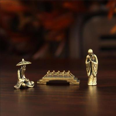 Latão Pesca Velho Homem Pequena Estátua Decorações de Mesa Pescador Retrô Mini Figuras Modelos Decorações para Casa Artesanato Acessórios