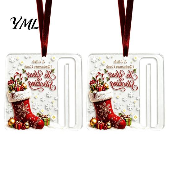 Customizable Holiday Gift Holders 2Pcs Christmas Cash Holder Ornament, Acrylic Money Hanging Decor with Santa Claus Ornaments Snowman Design,