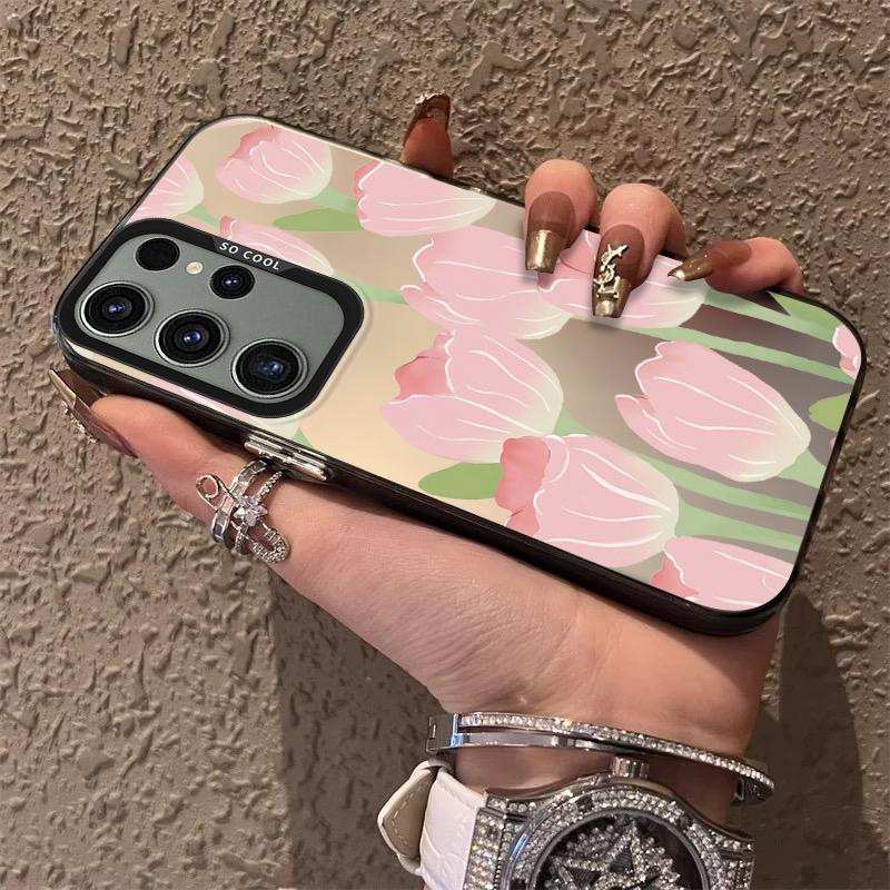 Tulip Floral Frosted Case for Samsung Galaxy S25 S24 S23 S22 Ultra S21 Plus S20 FE A73 A72 A71 A56 A55 A54 A53 Acrylic Cover