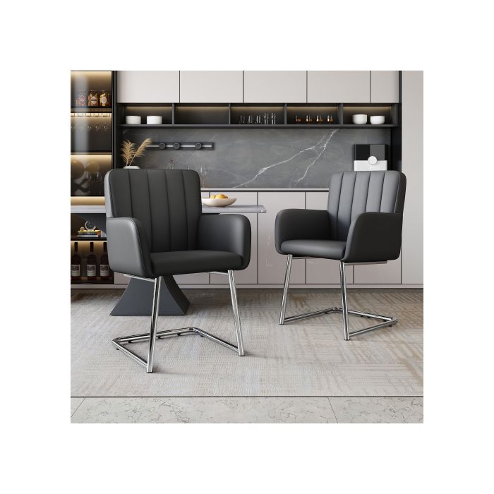 Ensemble de chaises - MUVOE - Lot de 4 - Similicuir noir - Design moderne - Ergonomique