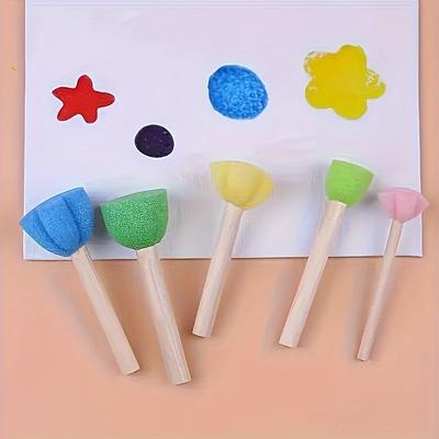 10pcs Sponge Wooden Rod Brush 5 Colors Mini Flower Sponge Painting Sponge Set Art Painting Supplies Painting Brush Sponge Brush