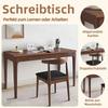 Scrivania in legno massello con cassetti, scrivania regolabile in altezza con bordi arrotondati, ideale per piccoli studi e camere da letto, in stile mid-century modern, noce