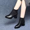 Autumn and winter new retro fashion thick heel velvet non-slip short boots women's soft leather soft sole warm Martin boots
