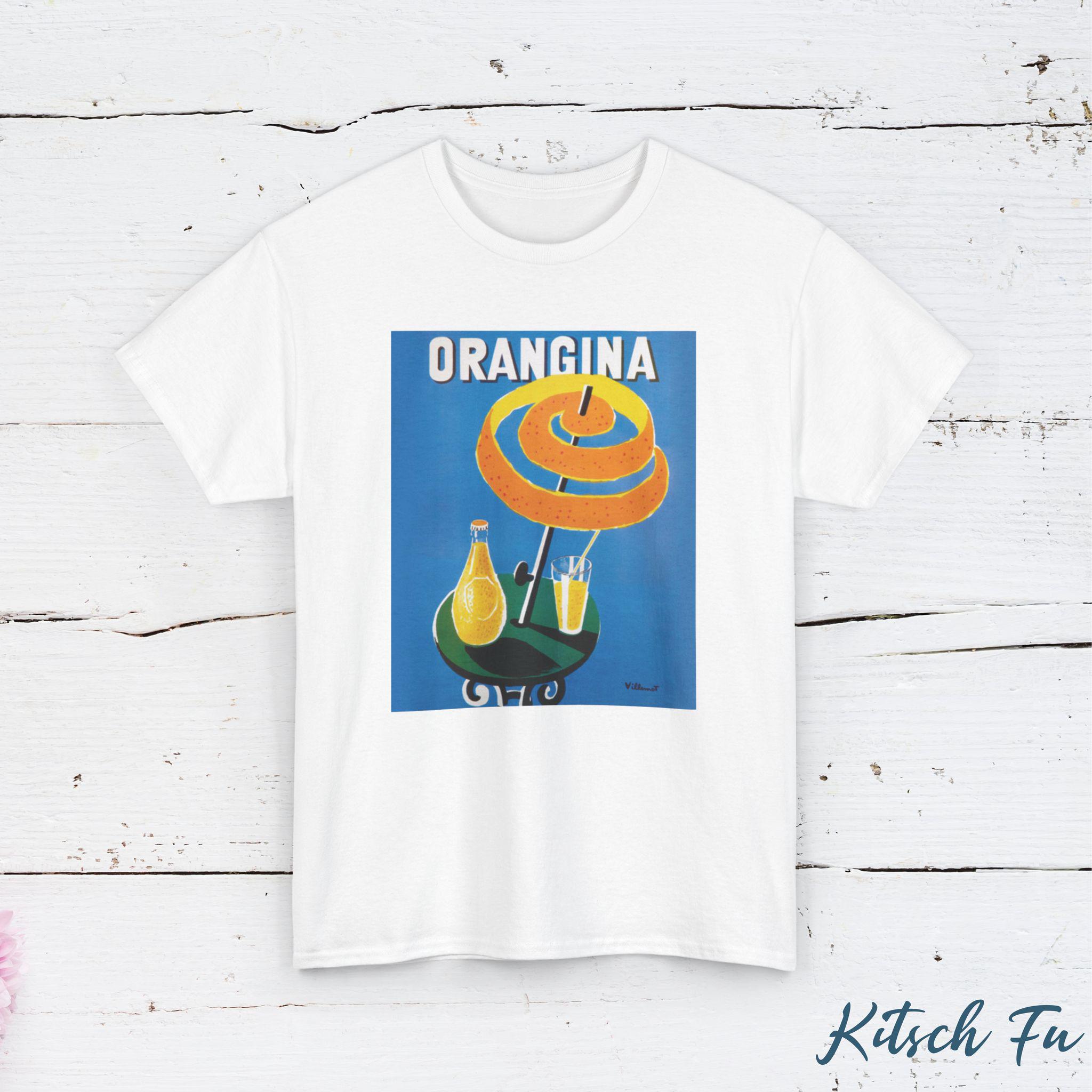 

Villemot Orangina Tshirt Retro French Soda Pop Art Pattern Tshirt Print for Womens Daily Wear Shortsleeved S