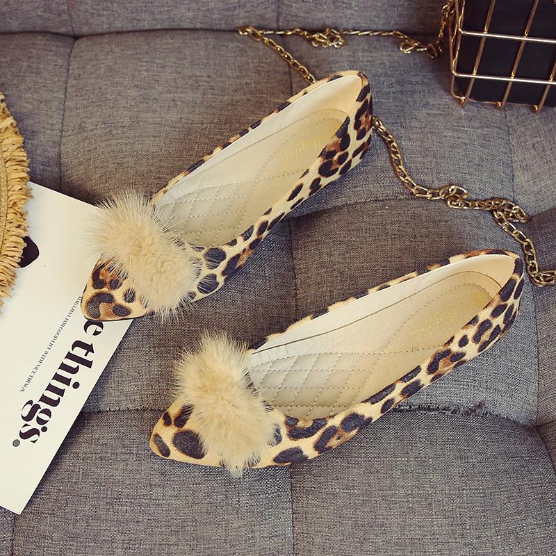 Большие размеры Помпон Меховые шарики Туфли Женские Одинарные Балетки OL Женские Туфли — фото 12