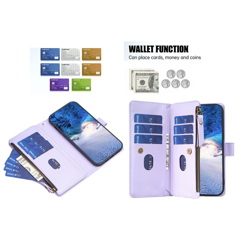 BF Style-19 pentru iPhone 16 Husă din Piele cu Fermoar Anti-Zgârieturi Tip Portofel cu Clapă Husă Telefon