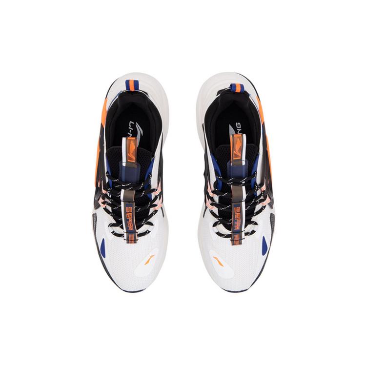 Li Ning Spark Fabric Lightweight Anti Slip Low Top Sports Casual Shoes Men's White Orange AGLQ057-6