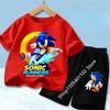 Fashion Anime Children's T-shirt Set Sonics The Hedgehog Top Short Sleeve + Shorts Two-piece Set Girls Boys Cosplay Costume