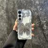 Bright Diamond Butterfly Case For Samsung Galaxy S25 S24 S23 S22 Plus Ultra A16 A26 A36 A56 A07 A17 A06 A55 A05S Clear Cover