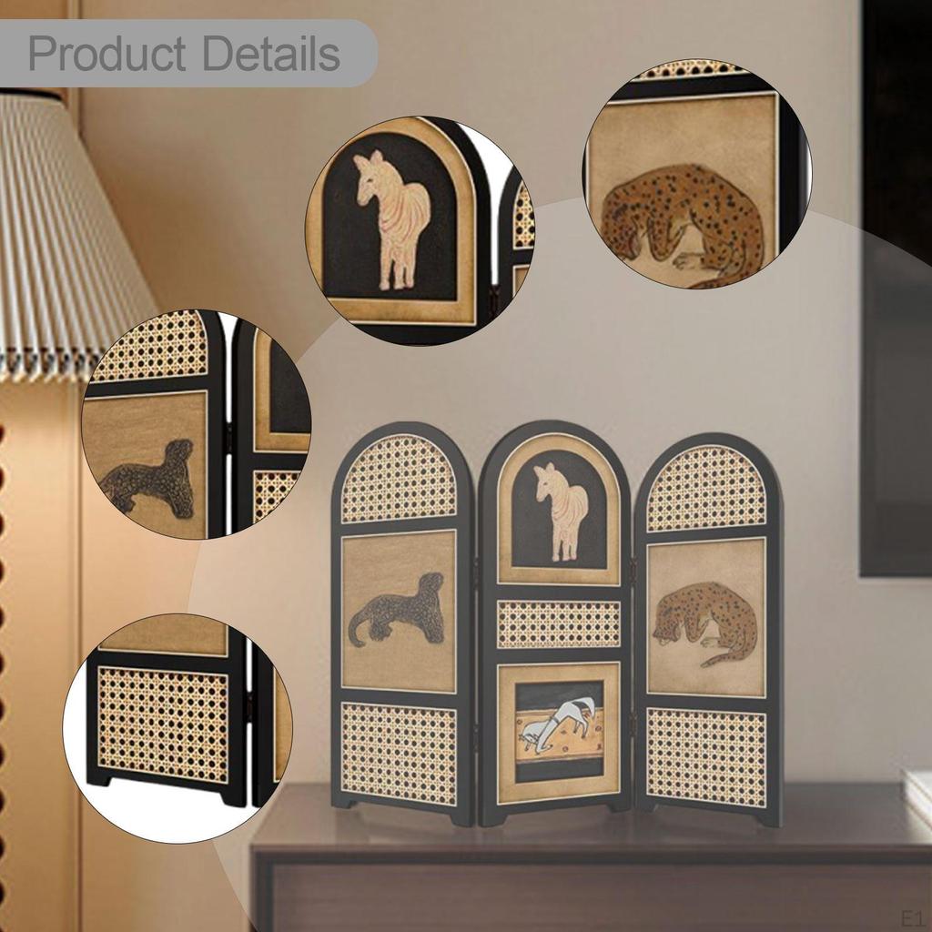 Mini Folding Screen Compact Room Dividers Panel Decorative Elegant Collectible Accents Crafts