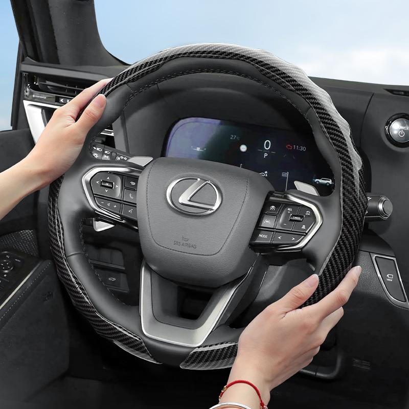 Suitable for Lexus Carbon Fiber Texture Steering Wheel Cover with Snap-On Wave-Shaped Sports Design to Protect Models Such as Rx, Nx, Es, Gx,