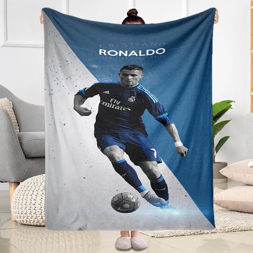 Ronaldo's Soccer Player Celebration Blanket Durable Comfort Suitable for Bed Office Chair Couch Four Seasons Universal Playful Design
