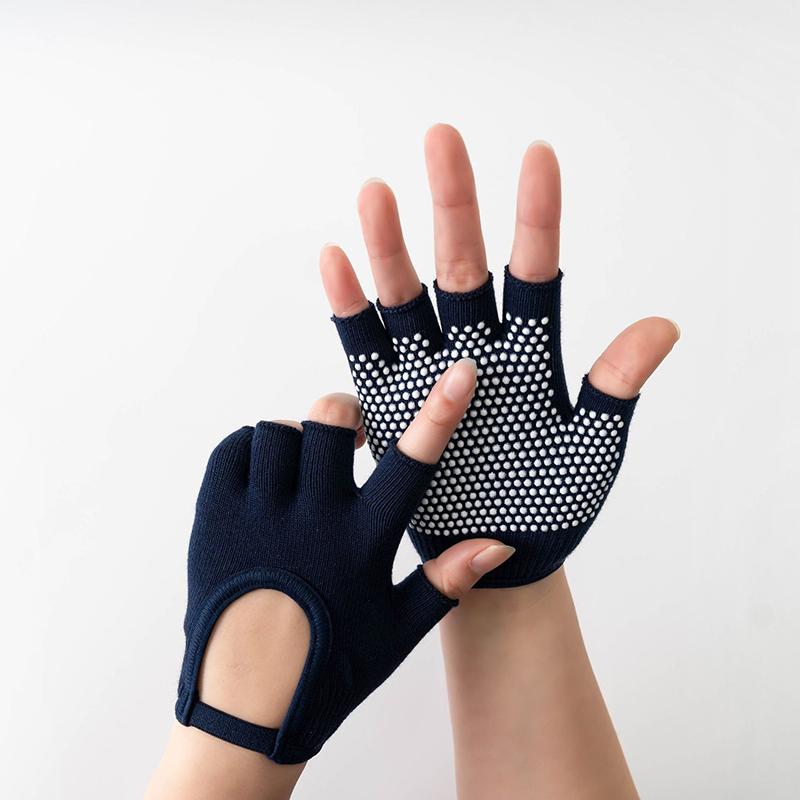 Women Anti-Slip Yoga Gloves Cotton Fitness Half Finger Gloves Breathable Outdoor Cycling Bicycle Pilates Sports Fishing Gloves