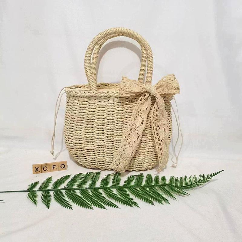 

Women s Casual Woven Bowknot Handbag for Travel and Vacation грязно-белый