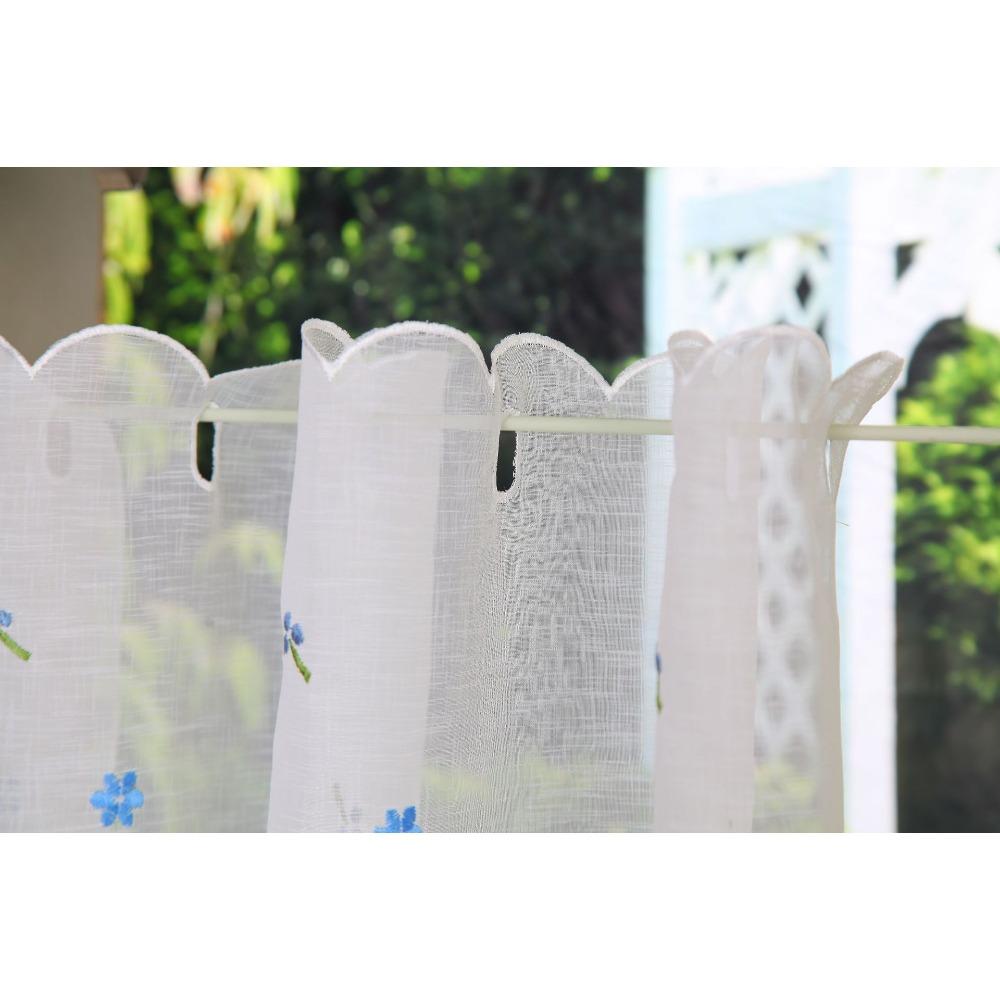 High-Density Slub Yarn Embroidered Small Curtains, Small Coffee Curtains, Kitchen Embroidered Curtains Ht-057