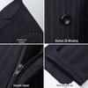 Terno Listrado Masculino de Abotoadura Dupla Estilo Coreano Slim Fit - Casual Casamento Noivo Três Peças