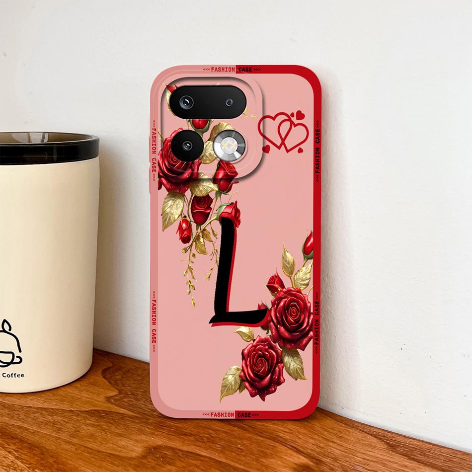 Phone Case For Realme 16 Pro Plus 5G Pretty Rose Letter Lightweight Funda For Realme 16Pro+ Anti Drop Soft Liquid Silicone Shell