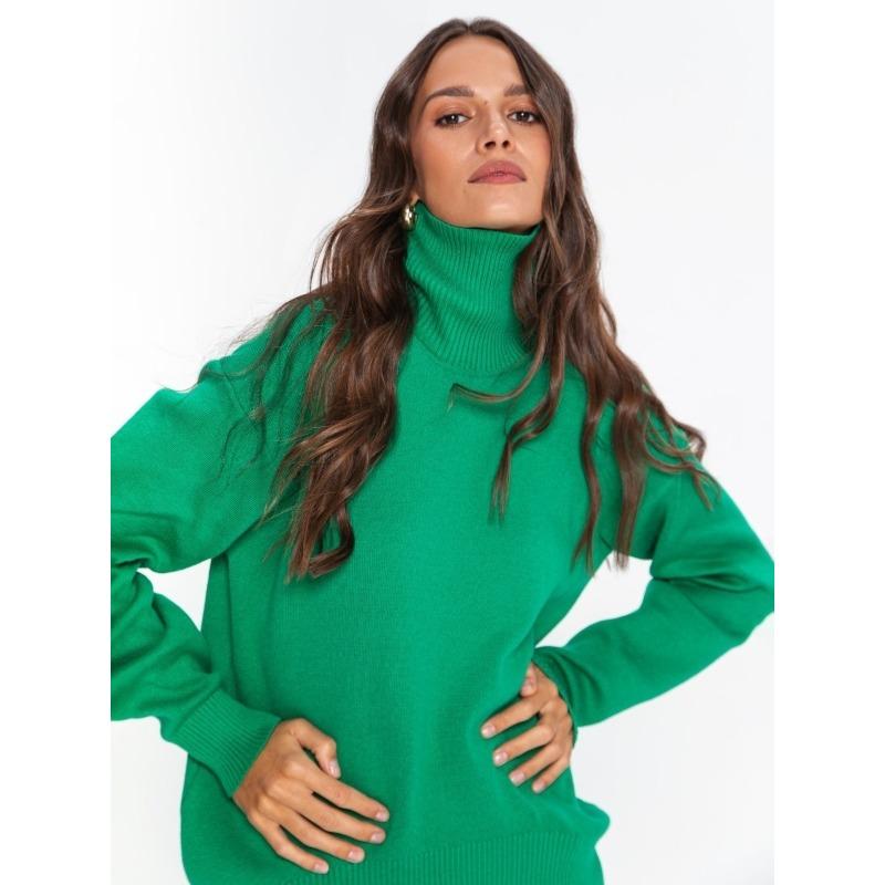 Autumn and Winter Women's Sweater Solid Color Loose Comfortable Casual High Neck Long Sleeve Sweater