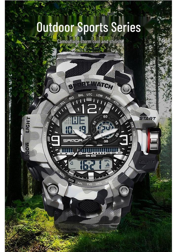 Sanda Multifunctional Camouflage Tactical Outdoor Sports Watch for Men