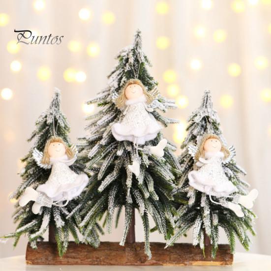 Pastel Color Christmas Tree Decor Angel Hanging Ornaments, Cute Plush Doll Pendant, Xmas Decorative Charms Ornaments for Home Holiday Wedding