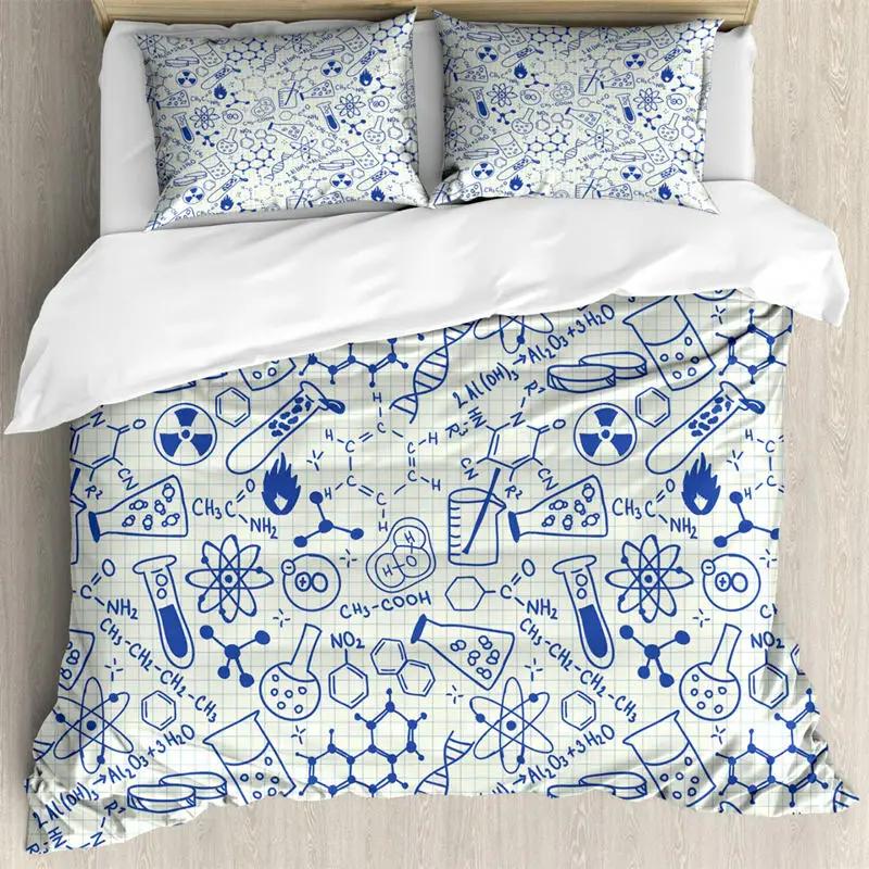 Пододеяльник с математическими функциями Комплект постельного белья с математическими уравнениями Двуспальный Микрофибра Наука Геометрия Чехол для одеяла Образовательный Чехол для одеяла Single135x200cm 2pcs
